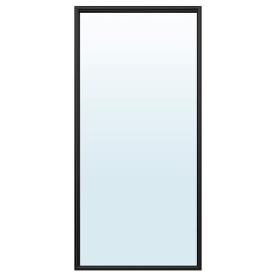 Rectangular wall mirror, black frame, modern design.