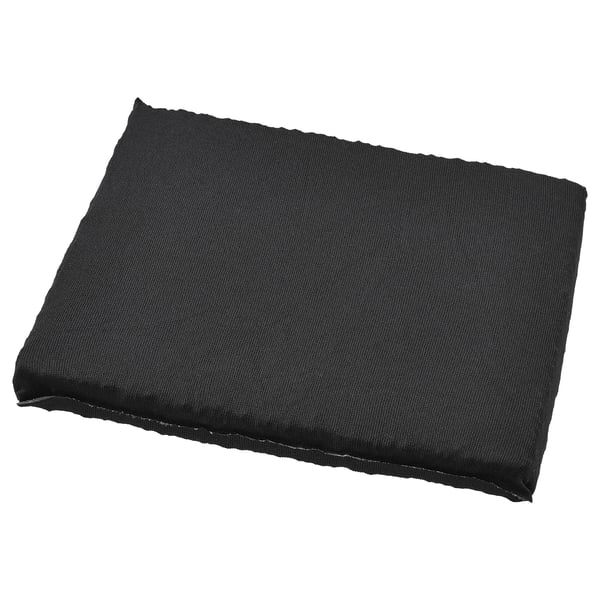 Black rectangular fabric philtre for air recirculation, washable and reusable.