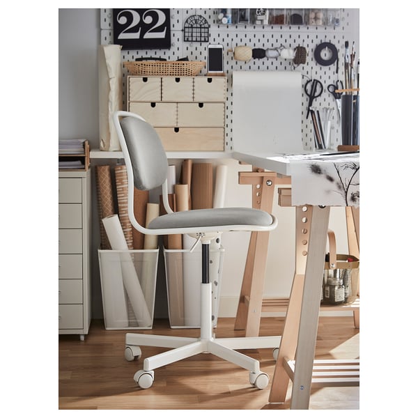 ÖRFJÄLL Swivel chair, white/Vissle light grey