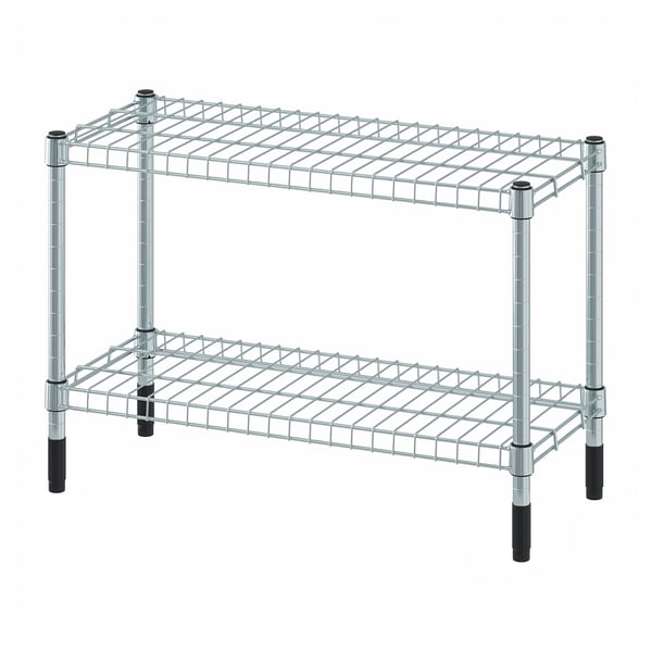OMAR chrome wire storage rack, two-tier, metal frame, adjustable shelves.