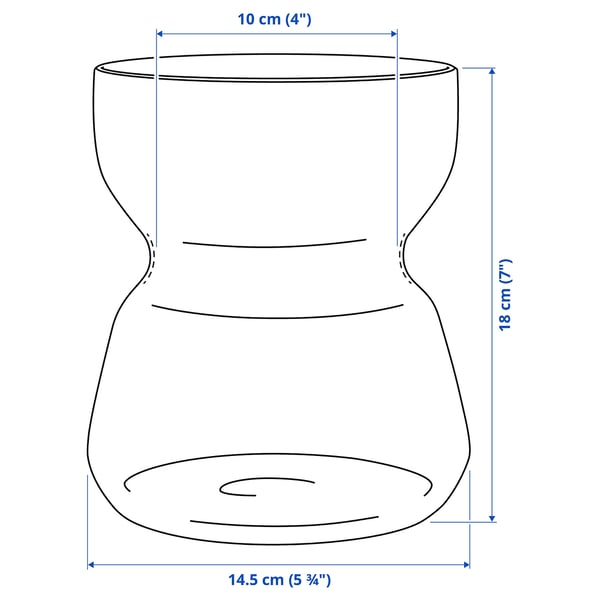 Illustration with measurements for the product: OMTÄNKSAM.