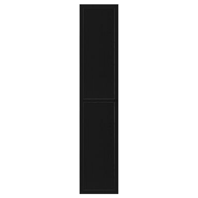 Black OXBERG bookcase panel door, simple design with clean lines. Made of fibreboard and paper foil, rectangular shape.