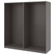 An empty grey wardrobe frame named PAX, designed for bedroom storage. It has a rectangular shape with an open shelf at the bottom.