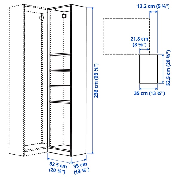 Illustration with measurements for the product: PAX.