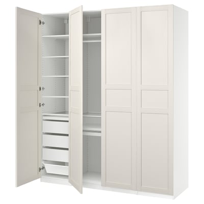 PAX / FLISBERGET Wardrobe combination, white/off-white, 200x60x236 cm