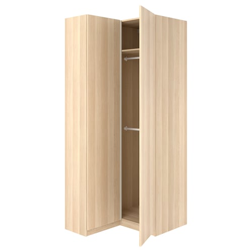 PAX / FORSAND Corner wardrobe, white stained oak effect/white stained oak effect, 111/88x236 cm