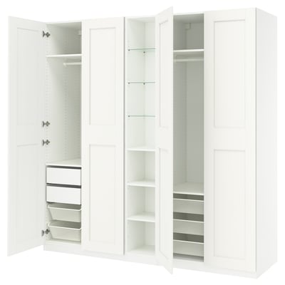 PAX / GRIMO Wardrobe combination, white white/white, 235x60x236 cm