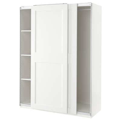 White PAX wardrobe with mirrored sliding doors.