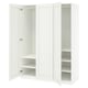 White PAX wardrobe, open with shelves, simple design.