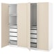 PAX wardrobe, beige, with shelves, drawers, and hangers.