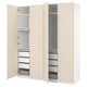 Beige PAX wardrobe, modern design, with drawers and shelves.
