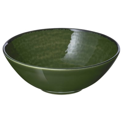 Green PELARKAKTUS bowl, glossy, round shape, forest colour, stoneware material.