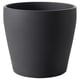 Black ceramic round planter, textured, powder-coated