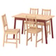 PINNTORP: wooden dining table & 4 chairs - light brown with red undertones