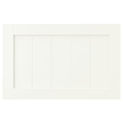 A white rectangular storage door, simple and modern, made of fibreboard with a smooth finish.