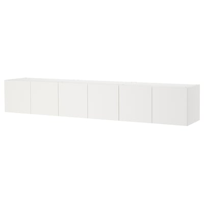 A white PLATSA storage unit, featuring multiple rectangular compartments with smooth surfaces and flat doors, designed for wall mounting.