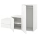 White ikea PLATSA storage units: 2-drawer, cabinet, & wardrobe. Simple, clean design.