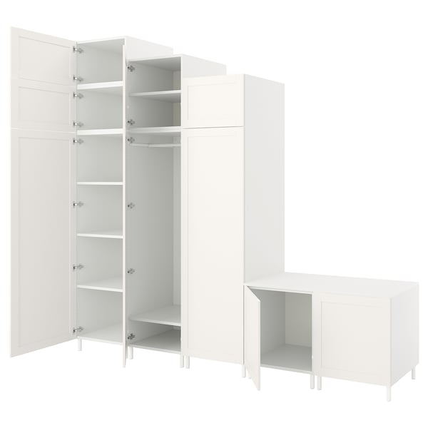 White PLATSA storage system with open shelves and compartments.