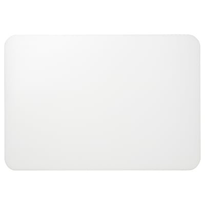White rectangular desk pad; smooth surface, protects from scratches.