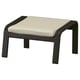 POÄNG footstool: black metal frame, beige cushion, modern design.
