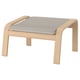 POÄNG footstool, light oak, cushioned grey, curved design, comfy & stylish.