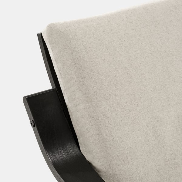 A sleek chair with smooth seat and curved dark wood frame.