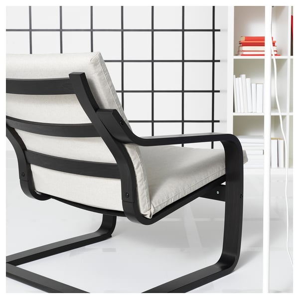 POÄNG Low-back armchair, black-brown/Katorp natural colour/beige