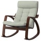 Light green POÄNG rocking chair with brown frame and neck support.