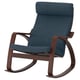 Blue POÄNG rocking chair with dark wood frame.
