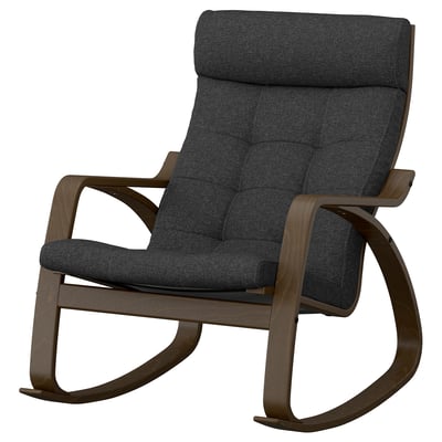 POÄNG Rocking-chair, walnut effect/Gunnared dark grey