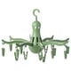 Octopus-shaped green clothes dryer with 16 pegs. Made of recycled plastic.
