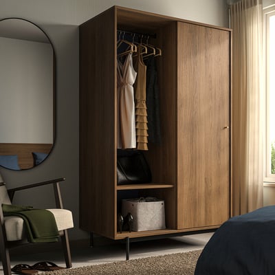 RÅDMANSÖ Wardrobe, brown walnut effect, 118x64x190 cm