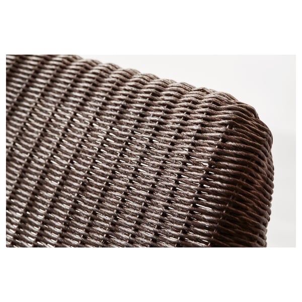 Close-up of intricately woven brown rattan material, showcasing its texture and quality.