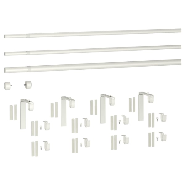RÄCKA white curtain rod kit: 3 adjustable rods & various mounts. Modern, versatile, easy diy.