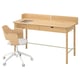 RIDSPÖ light wood desk with curved shield and adjustable chair, modern home office set.