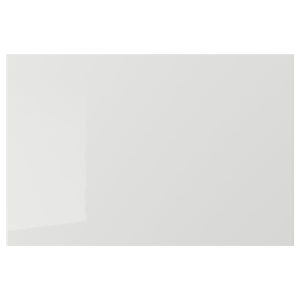 RINGHULT grey glossy kitchen cabinet front, rectangle shape, smooth surface.