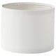 A white RINGSTA lampshade, cylindrical in shape, made from pet plastic, designed for a flat-pack assembly.