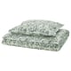 Green paisley duvet and pillowcases set, rectangular, cotton-viscose mix with intricate leaf patterns.