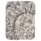 RODGERSIA fitted sheet: grey floral paisley on cream, cotton-viscose, rectangular with elastic edging.