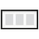 Black rectangular RÖDALM photo frame with three slots for pictures.