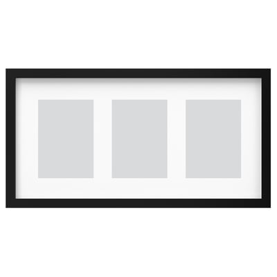 Black rectangular RÖDALM photo frame with three slots for pictures.