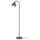 Single green reading lamp with arched arm, shiny finish, brass details.