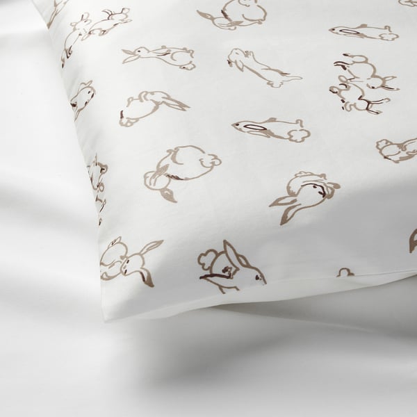 Cute bunny-patterned cotton duvet cover, smooth and soft, ideal for kids, displayed neatly.