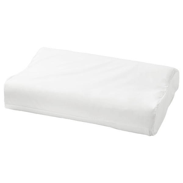 White ROSENSKÄRM cotton pillow, rectangular shape, smooth design.