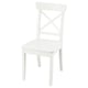 White ROSENTORP chair, classic wooden design with cross back and square seat.