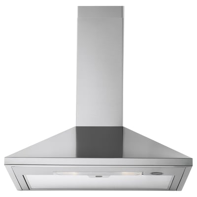 Stainless steel kitchen hood. Sleek and modern design. Led light for cooking illumination.