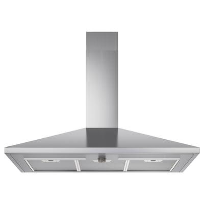Stainless steel kitchen hood with sleek design for efficient ventilation.