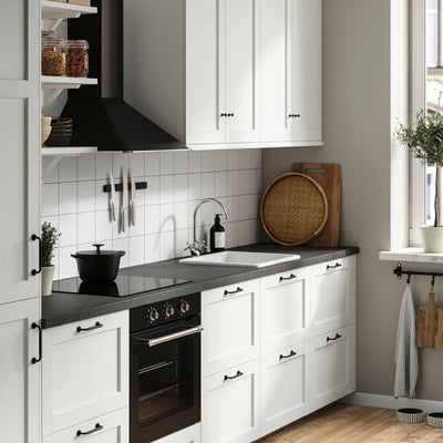 SÄLJAN Custom made worktop, dark grey stone effect/laminate, 30-45x3.8 cm