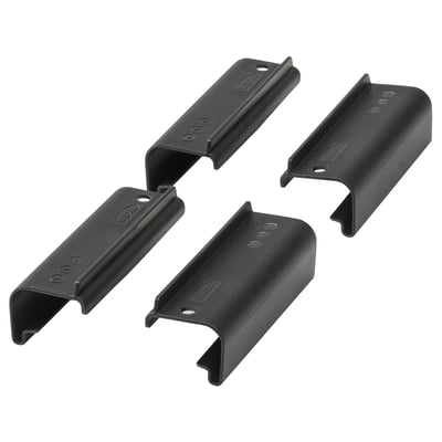Three black SAMLA box clip locks; plastic, rectangular, snap-fit design.