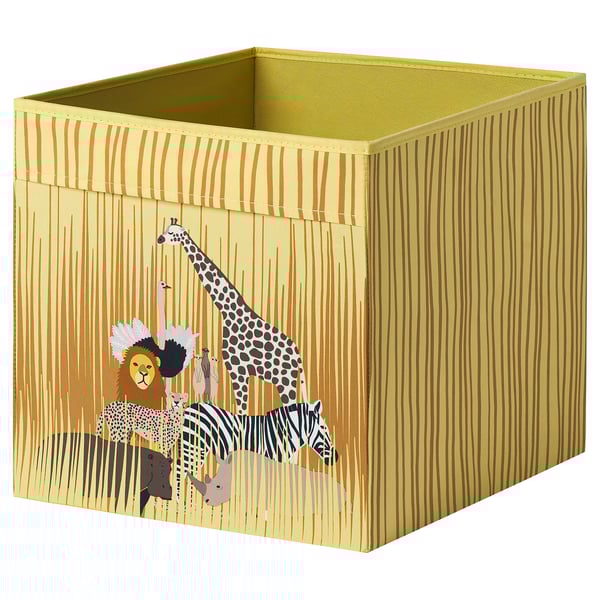 Yellow safari animal SANDLÖPARE storage box for kallax shelves